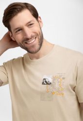 Koszulka z nadrukiem T-MAP. Brązowe t-shirty męskie Volcano, na lato, l, bez wzorów, z bawełny, bez kołnierzyka. Za 69.99 zł.
