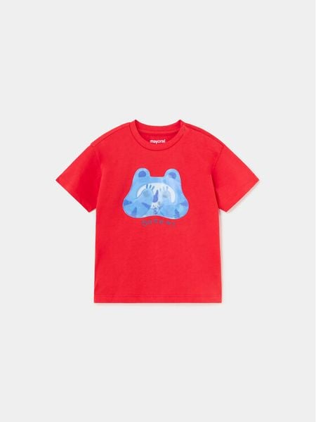 Mayoral T-Shirt 1025 Czerwony Regular Fit. Czerwone t-shirty dla chłopców Mayoral, bez wzorów, z bawełny, bez ramiączek. Za 69.99 zł.