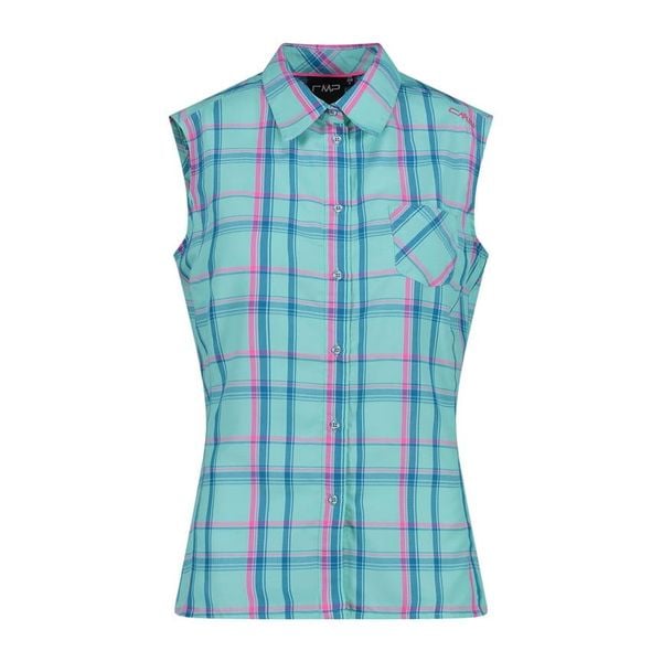 Koszula damska turystyczne CMP 32T7106. Niebieskie koszule damskie CMP, na lato, xl, bez wzorów, z tkaniny, sportowe, bez kołnierzyka, bez ramiączek. Za 69.99 zł.