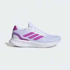 Buty Runfalcon 5 Running. Białe obuwie sportowe damskie Adidas, bez wzorów, do biegania. Za 255.30 zł.