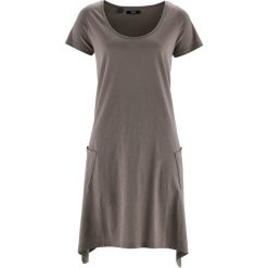 Sukienka bawełniana z przędzy mieszankowej, krótki rękaw bonprix średni brąz. Sukienki damskie marki bonprix. Za 59.99 zł.