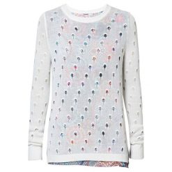 Desigual Damski sweter Jers Carol Egret 19SWJFAB 1031 (rozmiar S). Swetry damskie Desigual, s, bez wzorów, bez kołnierzyka, bez ramiączek, bez kaptura. W wyprzedaży za 275.00 zł.