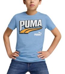 Dziecięca koszulka t-shirt chłopięca bawełniana PUMA ESS+ MID 90s 680294-20. Niebieskie t-shirty dla chłopców Puma, bez wzorów, z bawełny, bez ramiączek. Za 59.00 zł.