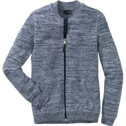 Sweter rozpinany Regular Fit bonprix ciemnoniebiesko-biały melanż. Niebieskie kardigany męskie bonprix, z haftami. Za 79.99 zł.