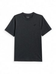 4F T-shirt regular gładki męski. Szare t-shirty męskie 4f, m, bez wzorów, z bawełny, biznesowe, bez kołnierzyka. Za 49.99 zł.
