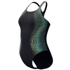Strój kąpielowy kobiecy Speedo Digi Plmt Mdlt. Czarne stroje kąpielowe dla dziewczynek Speedo, bez wzorów, z materiału. Za 279.99 zł.