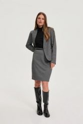 Spódnica w pepitkę szara. Szare spódnice damskie MOODO, l, bez wzorów, z elastanu. Za 119.99 zł.