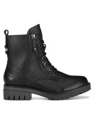 Mustang Trzewiki 1397-501 Czarny. Czarne botki damskie Mustang, z materiału, bez obcasa, na płaskiej podeszwie, bez zapięcia. Za 295.99 zł.