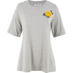 Shirt bawełniany z rękawami 1/2, z kolekcji Maite Kelly bonprix jasnoszary melanż z nadrukiem. Bluzki damskie bonprix. Za 37.99 zł.