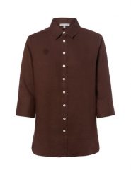 Marie Lund bluzka lniana Kobiety len brązowy, 42. Brązowe bluzki damskie Marie Lund, bez wzorów, ze lnu, eleganckie, bez kołnierzyka, bez ramiączek. Za 249.95 zł.