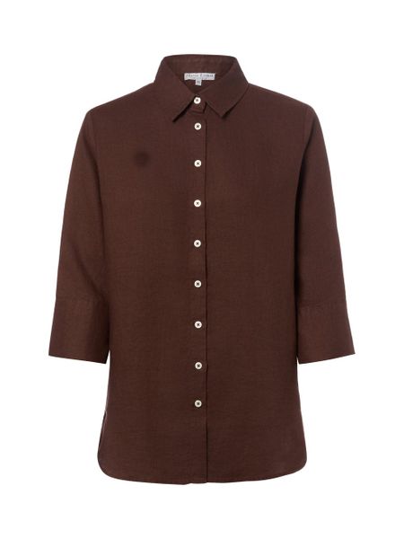 Marie Lund bluzka lniana Kobiety len brązowy, 42. Brązowe bluzki damskie Marie Lund, bez wzorów, ze lnu, eleganckie, bez kołnierzyka, bez ramiączek. Za 249.95 zł.