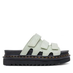 Klapki Dr. Martens. Zielone klapki damskie Dr. Martens, bez wzorów, bez obcasa. Za 439.99 zł.