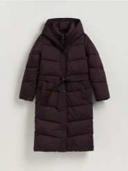 Pikowana kurtka z kapturem - fioletowy. Fioletowe kurtki damskie Reserved, l, bez wzorów, z tkaniny, z kapturem. Za 329.99 zł.