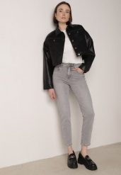 Szare Bawełniane Jeansy Regular Fit z Elastycznego Denimu Timarose. Szare jeansy damskie Born2be. Za 109.99 zł.