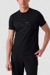 GUESS Czarny bawełniany t-shirt męski na krótki rękaw z wyszywanym logo 4G Tiberio, Rozmiar M. Czarne t-shirty męskie Guess, m, z aplikacjami, z bawełny, eleganckie, bez kołnierzyka. W wyprzedaży za 179.99 zł.