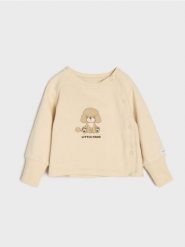 Bawełniana bluza z nadrukiem - kremowy. Białe bluzy dla niemowląt Sinsay, bez wzorów, z bawełny, bez ramiączek, bez kaptura. Za 15.99 zł.