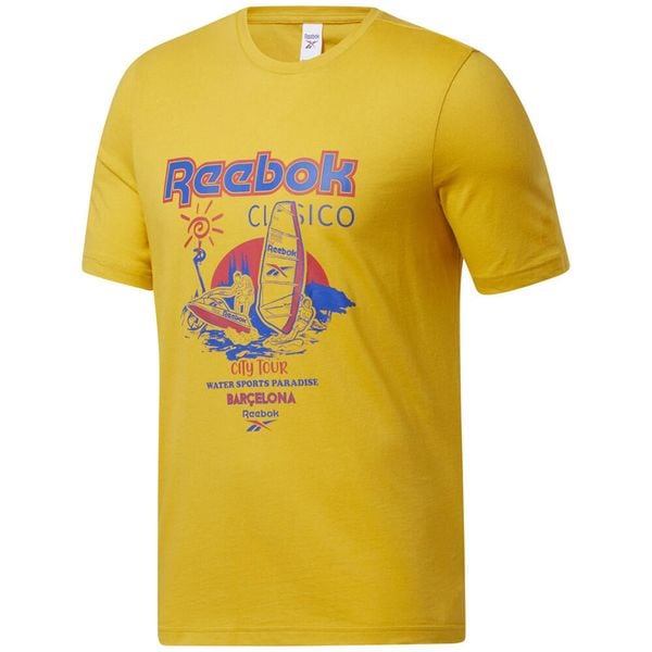T-shirt Reebok CLASSICS - Żółty - Extra large. Żółte t-shirty męskie Reebok, xs, bez wzorów, z bawełny, eleganckie, bez kołnierzyka. Za 147.15 zł.