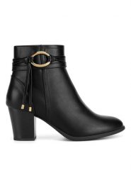 Clara Barson Botki CEO-WS6628-01 Czarny. Czarne botki damskie Clara Barson, z materiału, bez obcasa, na słupku, bez zapięcia. Za 169.99 zł.