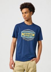 WRANGLER AMERICANA TEE MĘSKA KOSZULKA T-SHIRT NAVY 112357448 W70P017358. Niebieskie koszulki polo męskie Wrangler, m, bez wzorów, z bawełny, biznesowe, bez ramiączek. Za 69.99 zł.