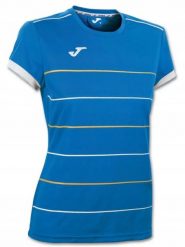 Koszulka fitness damska Joma Campus. Niebieskie koszulki sportowe damskie Joma, s, bez wzorów, z materiału, bez kołnierzyka, bez ramiączek, do biegania. Za 45.99 zł.