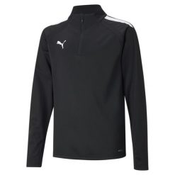 Młodzieżowa koszulka piłkarska z zamkiem 1/4 teamLIGA PUMA Black White. Biała t-shirty damskie Puma, m, bez wzorów, z materiału, młodzieżowe, bez kołnierzyka. Za 165.95 zł.