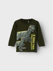NAME IT Bluzka 13219778 Zielony Regular Fit. Zielone t-shirty dla chłopców Name it, bez wzorów, z bawełny, bez ramiączek. Za 89.99 zł.