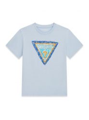 Guess T-Shirt L6GI00 K8HM4 Błękitny Regular Fit. Niebieskie t-shirty dla chłopców Guess, z aplikacjami, z bawełny, bez ramiączek. Za 99.99 zł.