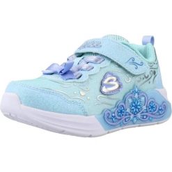 Buty SKECHERS 303733NCS Niebieski. Niebieskie obuwie sportowe damskie Skechers, bez wzorów, z syntetyku, na fitness i siłownię. Za 227.99 zł.