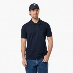 Koszulka Polo Z Krótkim Rękawem Mężczyzna Lofoten Szybkoschnący. Niebieskie koszulki polo męskie SWEDEMOUNT, m, bez wzorów, z bawełny, klasyczne, bez ramiączek. Za 169.99 zł.