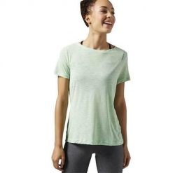 Koszulka sportowa damska Reebok Wor Light Slub Tee. Zielone koszulki sportowe damskie Reebok, bez wzorów, bez kołnierzyka, bez ramiączek. Za 139.00 zł.
