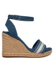 Tommy Hilfiger Espadryle High Wedge Espad Webbing FW0FW09342 Niebieski. Niebieskie sandały damskie Tommy Hilfiger, bez wzorów, z materiału, bez obcasa, bez zapięcia. Za 339.99 zł.
