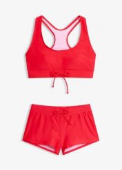 Sportowe bikini bustier (2 części). Czerwone bikini damskie bonprix, bez wzorów. Za 117.99 zł.