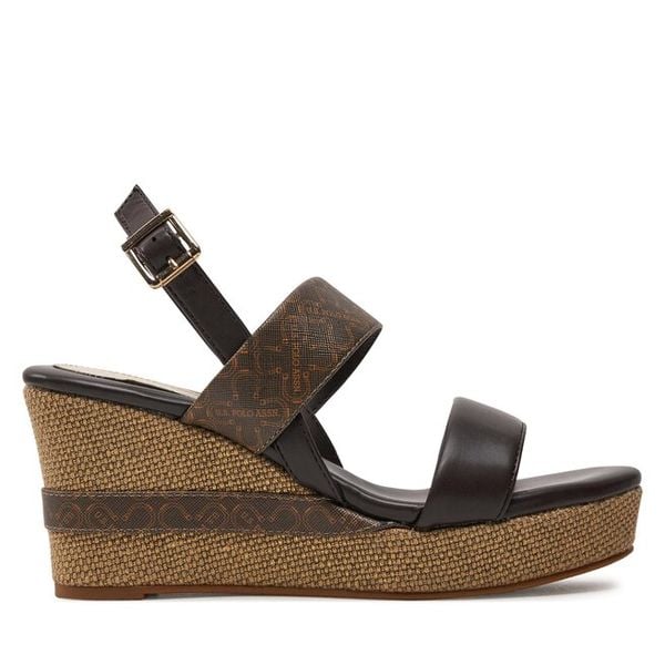 Sandały U.S. Polo Assn. Brązowe sandały damskie U.S. Polo Assn., bez wzorów, bez obcasa, na koturnie, bez zapięcia. Za 259.99 zł.