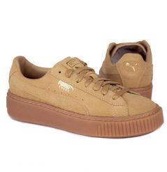 Buty damskie sportowe Puma SUEDE PLATFORM. Brązowe obuwie sportowe damskie Puma, bez wzorów, z zamszu, trekkingowe, Puma Suede. Za 139.00 zł.