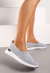 Szare Tenisówki Elastyczne z Metaliczną Wstawką na Zapiętku Jestella. Szare trampki i tenisówki damskie Renee, bez wzorów, z jeansu, eleganckie, bez zapięcia. Za 44.99 zł.