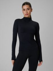 4F Longsleeve treningowy slim szybkoschnący damski - czarny S. Czarne koszulki sportowe damskie 4f, s, bez wzorów, bez kołnierzyka. Za 129.99 zł.