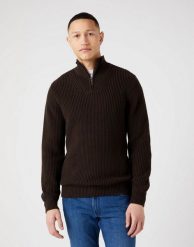 WRANGLER HALF ZIP KNIT MĘSKI SWETER ROZPINANY DELICIOSO BROWN W8D0PJH38 112321332. Brązowe kardigany męskie Wrangler, l, bez wzorów, z bawełny, eleganckie. Za 159.99 zł.