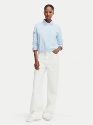Tommy Jeans Sweter Essential DW0DW20159 Niebieski jasny Regular Fit. Niebieskie swetry damskie Tommy Jeans, xl, bez wzorów, z bawełny, bez kołnierzyka, bez ramiączek, bez kaptura. Za 369.99 zł.