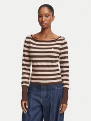 Guess Jeans Sweter W6BR66 Z1616 Brązowy Regular Fit. Brązowe swetry damskie Guess Jeans, s, z aplikacjami, z jeansu, bez kołnierzyka, bez ramiączek, bez kaptura. Za 349.99 zł.
