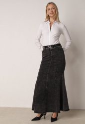 Czarna Bawełniana Spódnica Denimowa o Kroju Syrenki z Paskiem Agenia. Czarne spódnice damskie Born2be, l, bez wzorów, z bawełny, biznesowe, maxi, koszulowe. Za 159.99 zł.