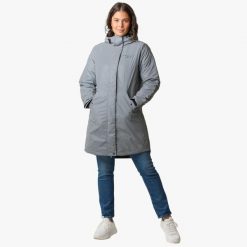 Parka turystyka damska Swedemount Glow Insulated Coat oddychająca. Szare kurtki damskie SWEDEMOUNT, bez wzorów, z tkaniny, sportowe, bez kaptura. Za 399.99 zł.