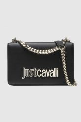 JUST CAVALLI Czarna torebka Range Metal Lettering. Czarne torebki do ręki damskie Just Cavalli, bez wzorów, z materiału, klasyczne, bez dodatków. W wyprzedaży za 399.99 zł.