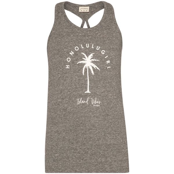 Koszulka dziecięca PROTEST MAISY JR singlet. Szare bluzki dla dziewczynek Protest, na lato, bez wzorów, z dzianiny, bez kołnierzyka, bez ramiączek. Za 69.90 zł.