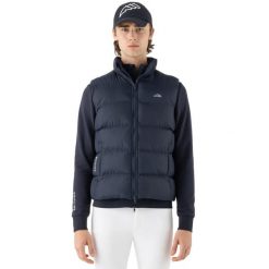 Kamizelka do jazdy konnej Equiline Eqcortek. Niebieskie kurtki męskie EQODE BY EQUILINE, m, bez wzorów, z puchu, bez kaptura. Za 488.00 zł.
