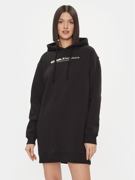 Calvin Klein Jeans Sukienka codzienna Double Ck Hoodie Dress J20J223257 Czarny Oversize. Czarne sukienki damskie Calvin Klein Jeans, na co dzień, s, bez wzorów, z bawełny, bez kołnierzyka, bez ramiączek, oversize. Za 279.99 zł.