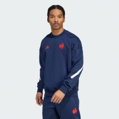 Bluza France Travel. Niebieskie bluzy męskie Adidas, l, bez wzorów, bez kaptura. Za 439.00 zł.