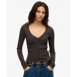 Bluzka z guzikami, niezbędna z długim rękawem. Czarne bluzki damskie Superdry., bez wzorów, eleganckie, bez kołnierzyka, bez ramiączek. Za 135.80 zł.