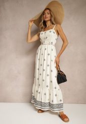 Czarna Sukienka z Wiskozą o Rozkloszowanym Kroju na Ramiączkach w Boho Print Leaella. Czarne sukienki damskie Renee, na co dzień, l, bez wzorów, z wiskozy, boho, bez kołnierzyka, bez ramiączek, midi, rozkloszowane. Za 84.99 zł.