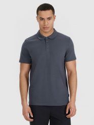 4F Koszulka polo regular męska - szara XL. Szare koszulki polo męskie 4f, m, bez wzorów, z bawełny, bez kołnierzyka, bez ramiączek. Za 99.99 zł.
