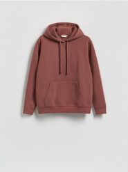 Bluza z kapturem - bordowy. Czerwone bluzy męskie Reserved, l, bez wzorów, z bawełny, z kapturem. Za 129.99 zł.